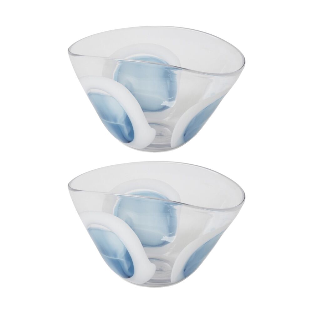 2PK E Style Carina Glass Bowl Elegant Sophisticated Decor Blue/Clear 29x19x19cm