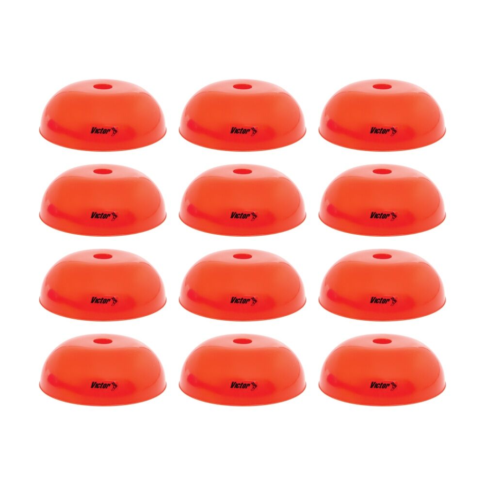 12PK Victor Sports Dome Marker Flexible Durable Athletic Training Red 19x8cm