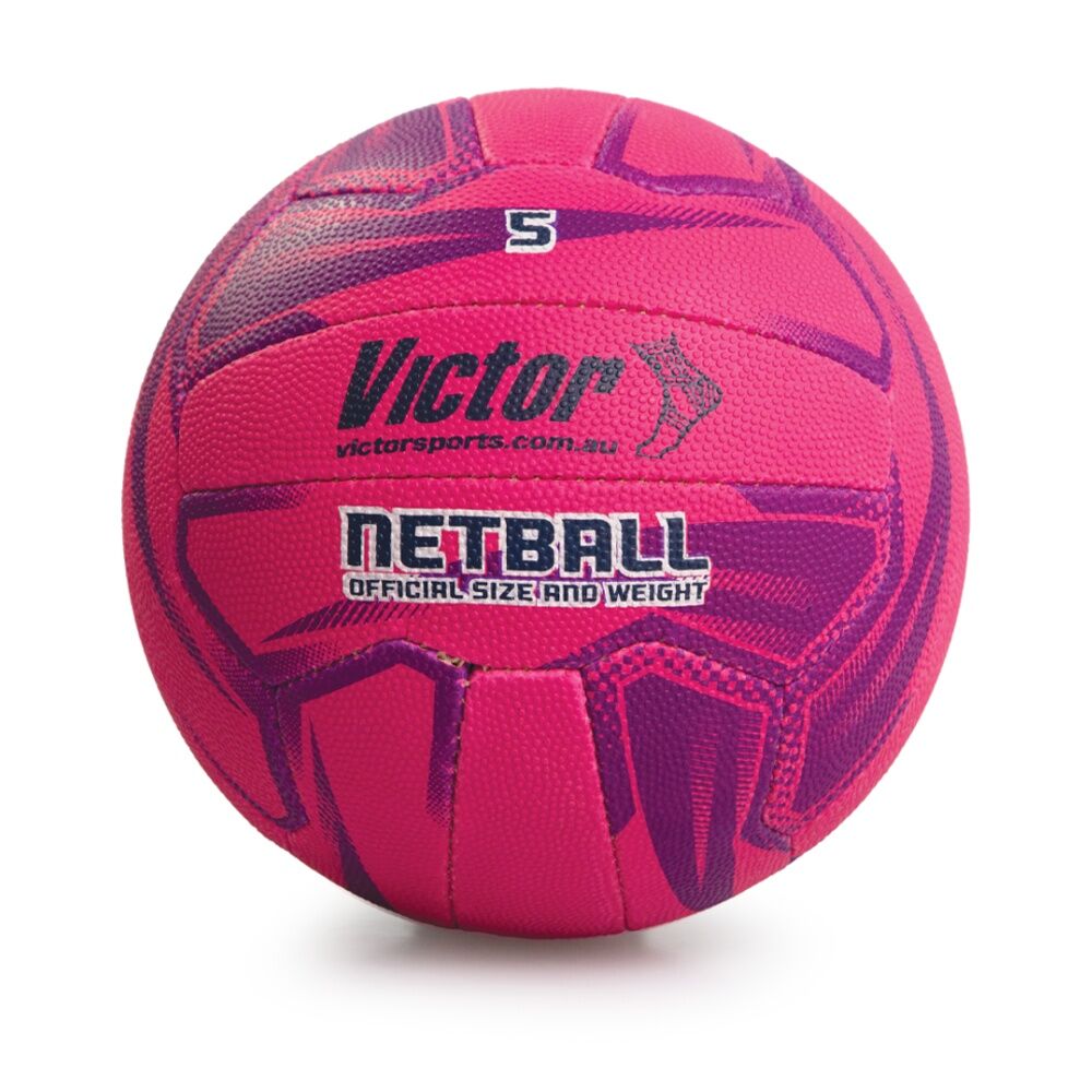 2PK Victor Sports Pro Netball Size 5 Synthetic Rubber Training Pink