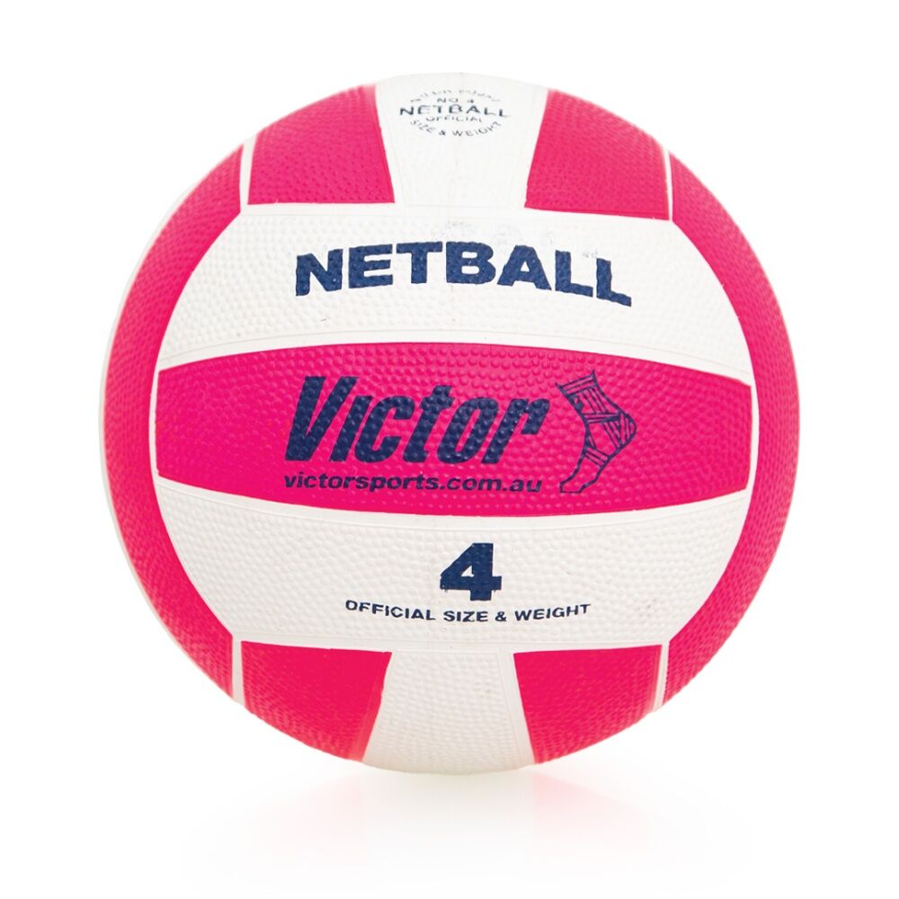 2PK Victor Sports Rubber Netball Size 4 Pink Durable Training Ball Outdoor