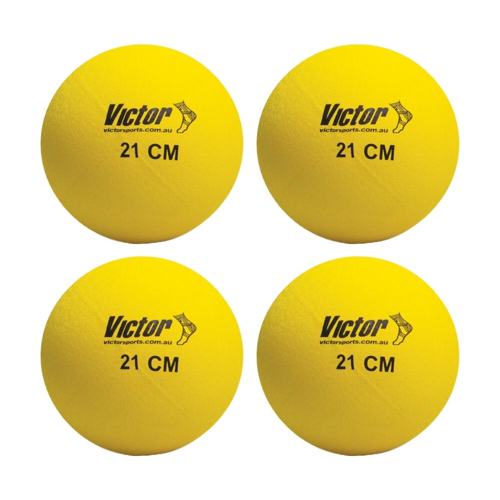4PK Victor Sports Playball Rubber Durable Bounce Ball Active Play Yellow 21cm