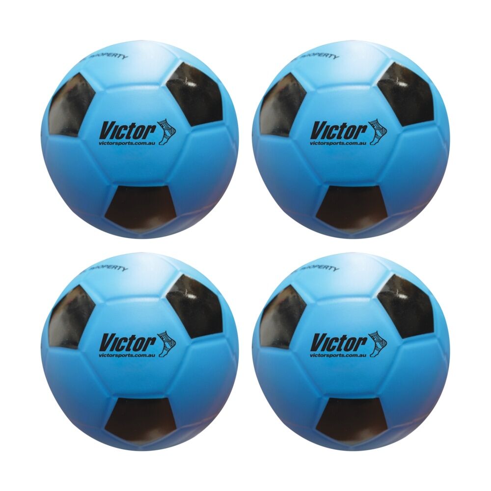 4PK Victor Sports Vinyl School Soccer Ball Soft Touch Lightweight Blue/Black