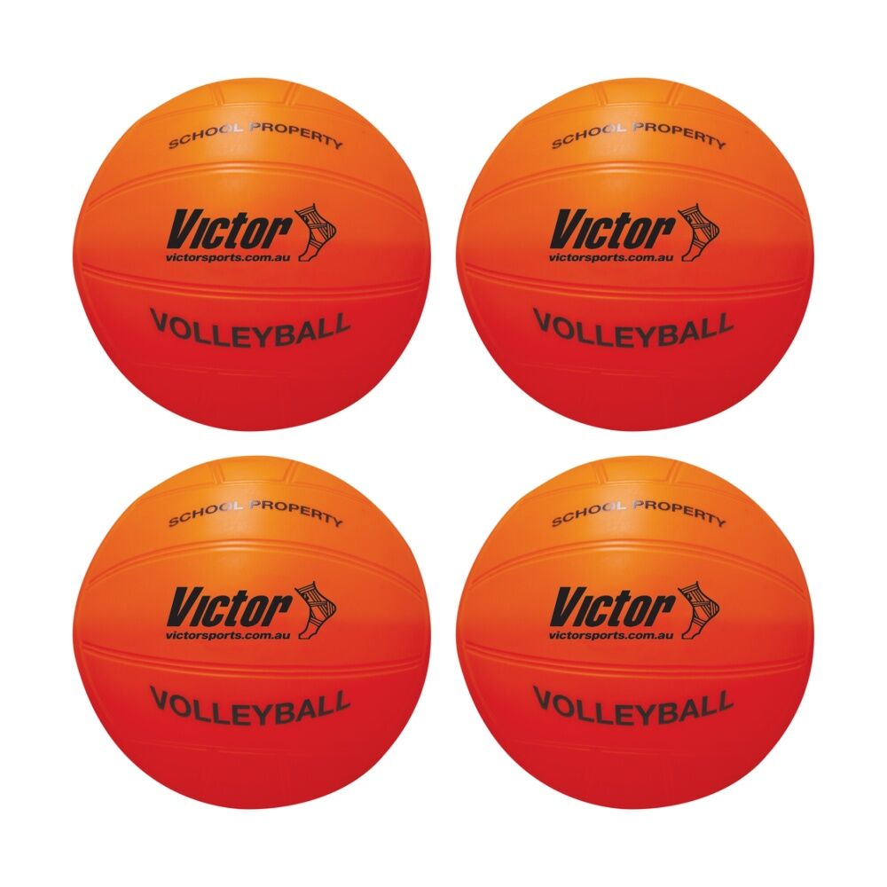 4PK Victor Sports Vinyl School Volleyball Soft Touch Lightweight Orange