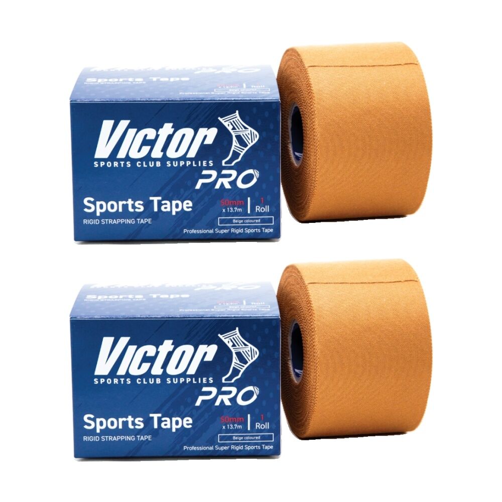 2PK Victor Sports Pro Rigid Adhesive Strapping Tape Rolls Beige 50mmx13.7m