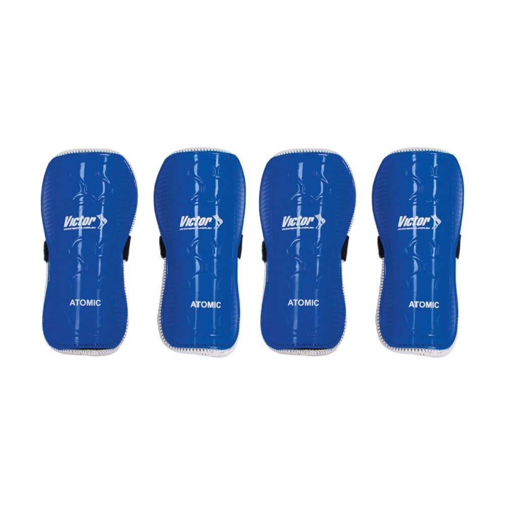 2PK Victor Sports Atomic Shin Guards Medium Strong Durable Plastic Pair Assorted