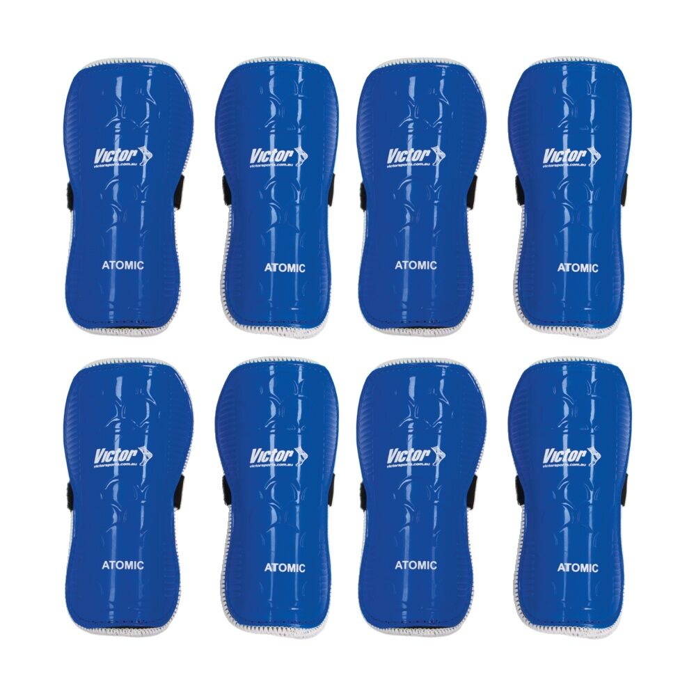 4PK Victor Sports Atomic Shin Guards Medium Strong Durable Plastic Pair Assorted