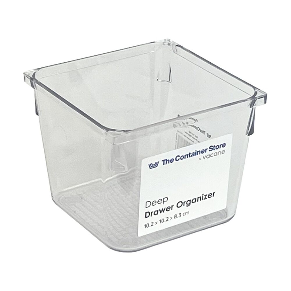6PK The Container Store Deep Drawer Organiser Insert Clear 10.2x10.2x8.3cm