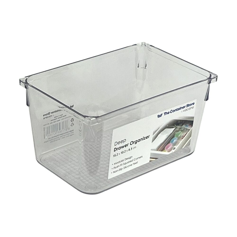 6PK The Container Store Deep Drawer Organiser Insert Clear 15.2x10.2x8.3cm
