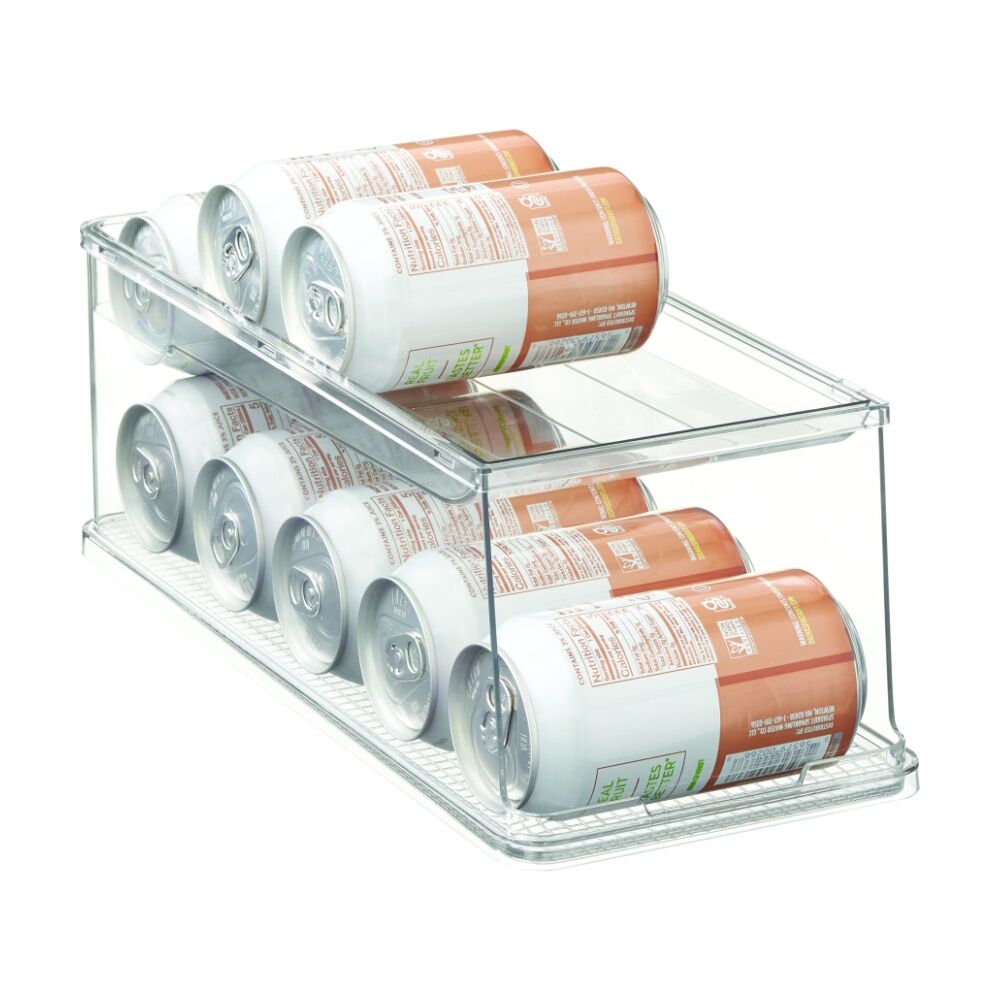 2PK The Container Store Soft Drink Can Organiser Stack Kitchen Storage Clear