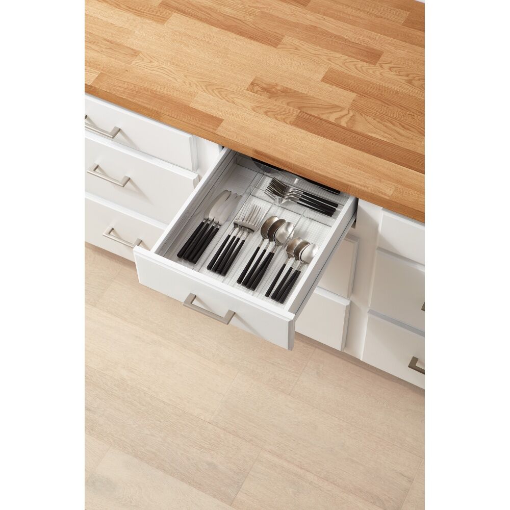 2PK The Container Store Drawer Cutlery Tray Plastic Kitchen Organiser Clear