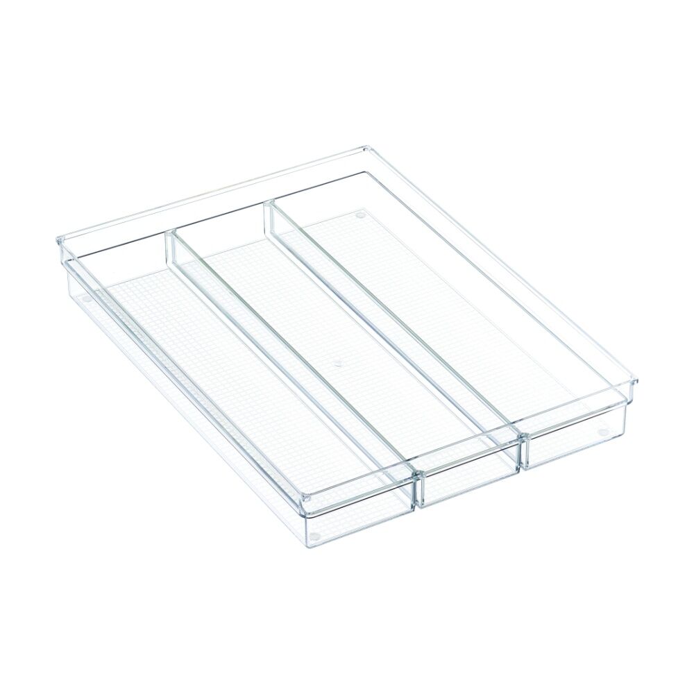 2PK The Container Store Drawer Cutlery Tray Plastic Kitchen Organiser Clear