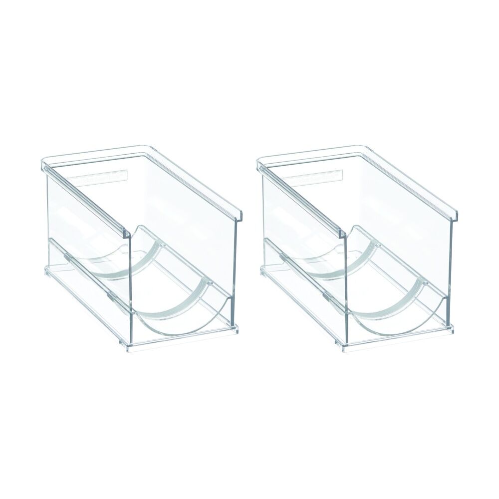 2PK The Container Store Stacking Single Bottle Holder Clear Plastic Organiser