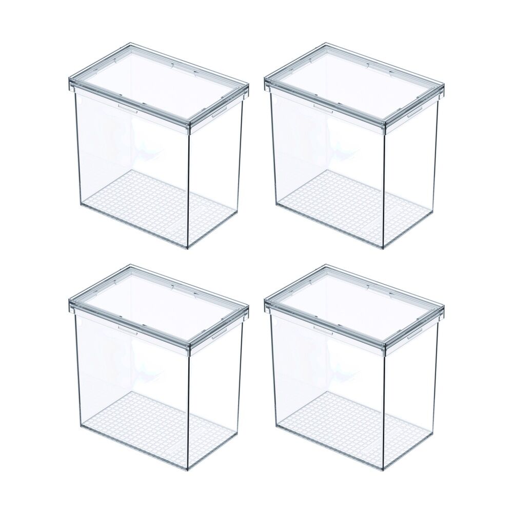 4PK The Container Store Modular Airtight Canister Medium W/ Lid Plastic Clear