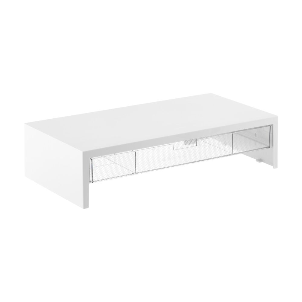 The Container Store Monitor Riser W/ Drawer Clear Plastic Desk Organiser