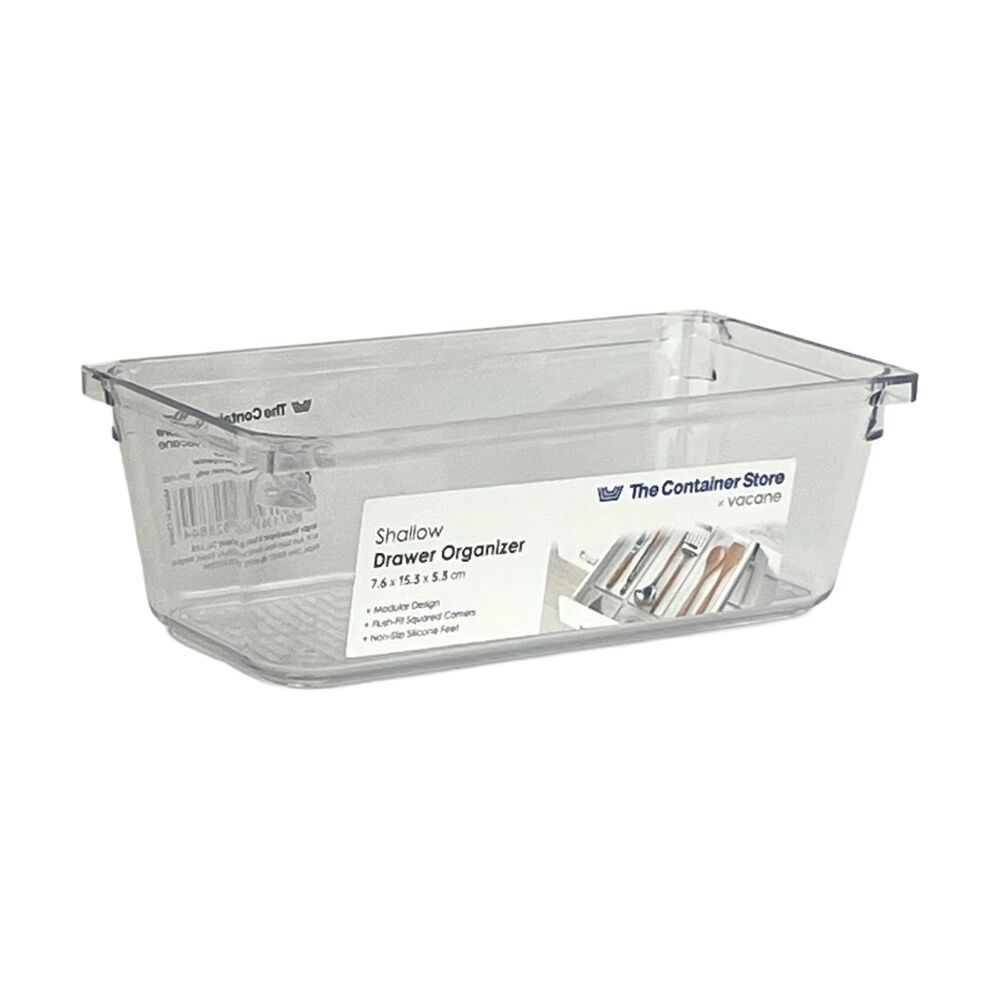 6PK The Container Store Short Drawer Organiser Insert Clear 7.6x15.3x5.3cm