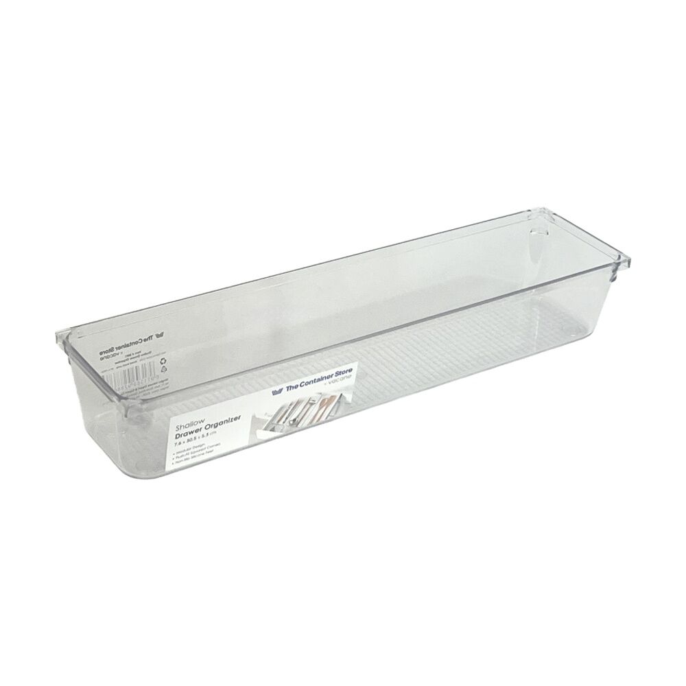 3PK The Container Store Short Drawer Organiser Insert Clear 7.6x30.5x5.3cm