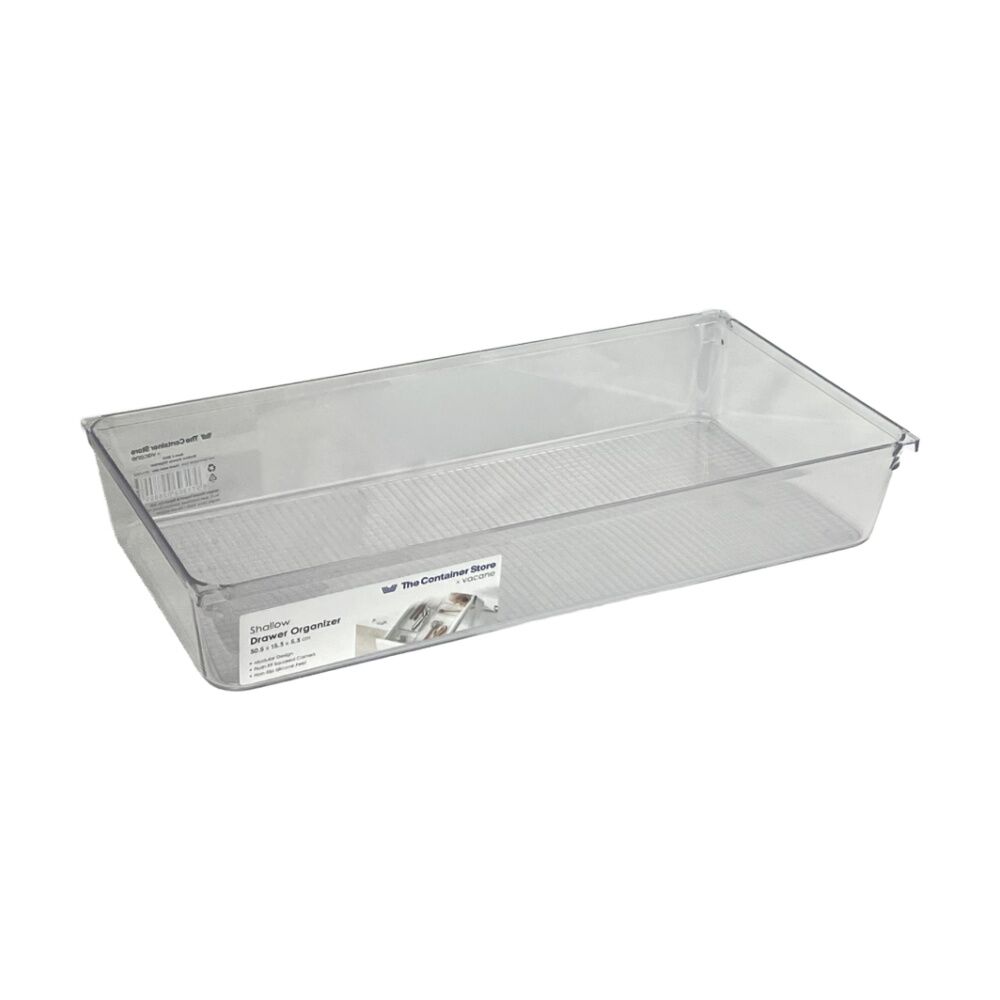6PK The Container Store Short Drawer Organiser Insert Clear 30x15.3x5.3cm