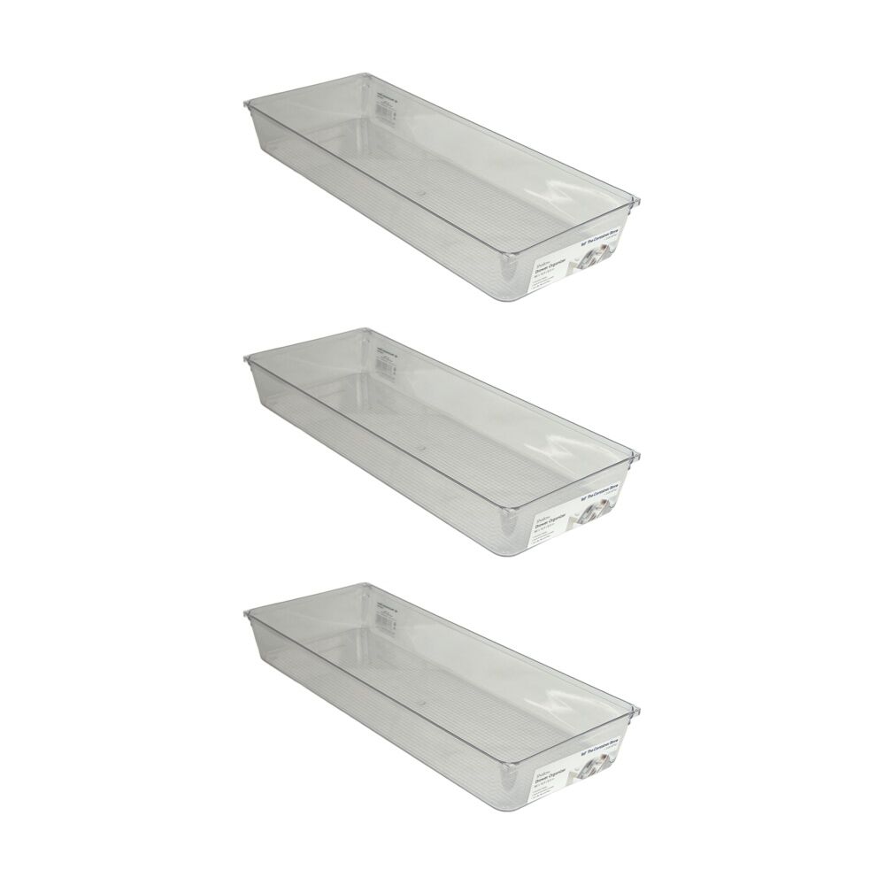 3PK The Container Store Short Drawer Organiser Insert Clear 38x15.3x5.3cm
