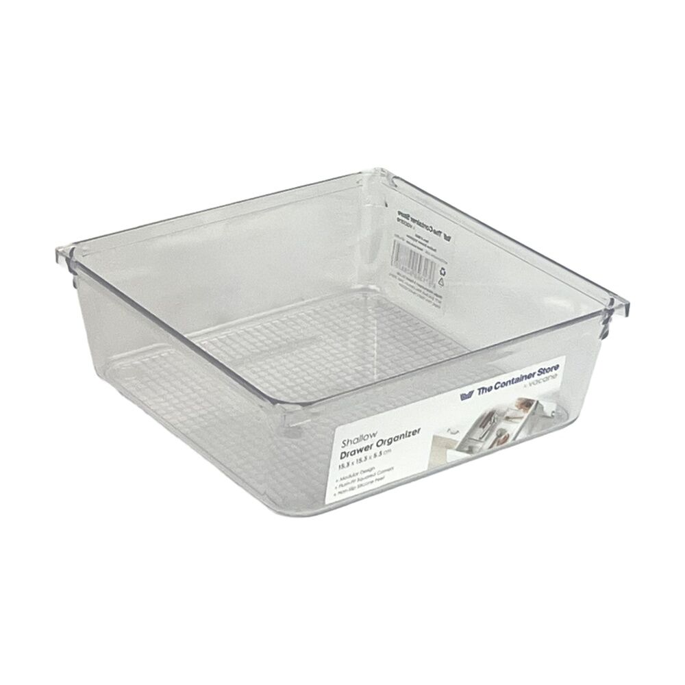 6PK The Container Store Short Drawer Organiser Insert Clear 15.3x15.3x5.3cm