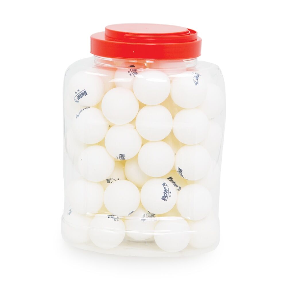 60pc Victor Table Tennis Balls Bucket 2-Star Storage Container White