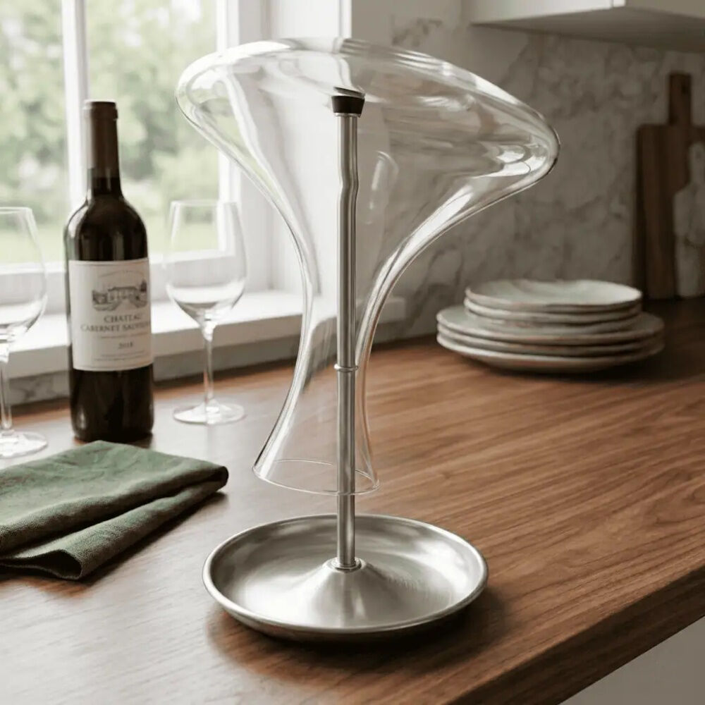 BarPro Decanter Drying Stand With Drip Tray Stainless Steel Rubber Silver