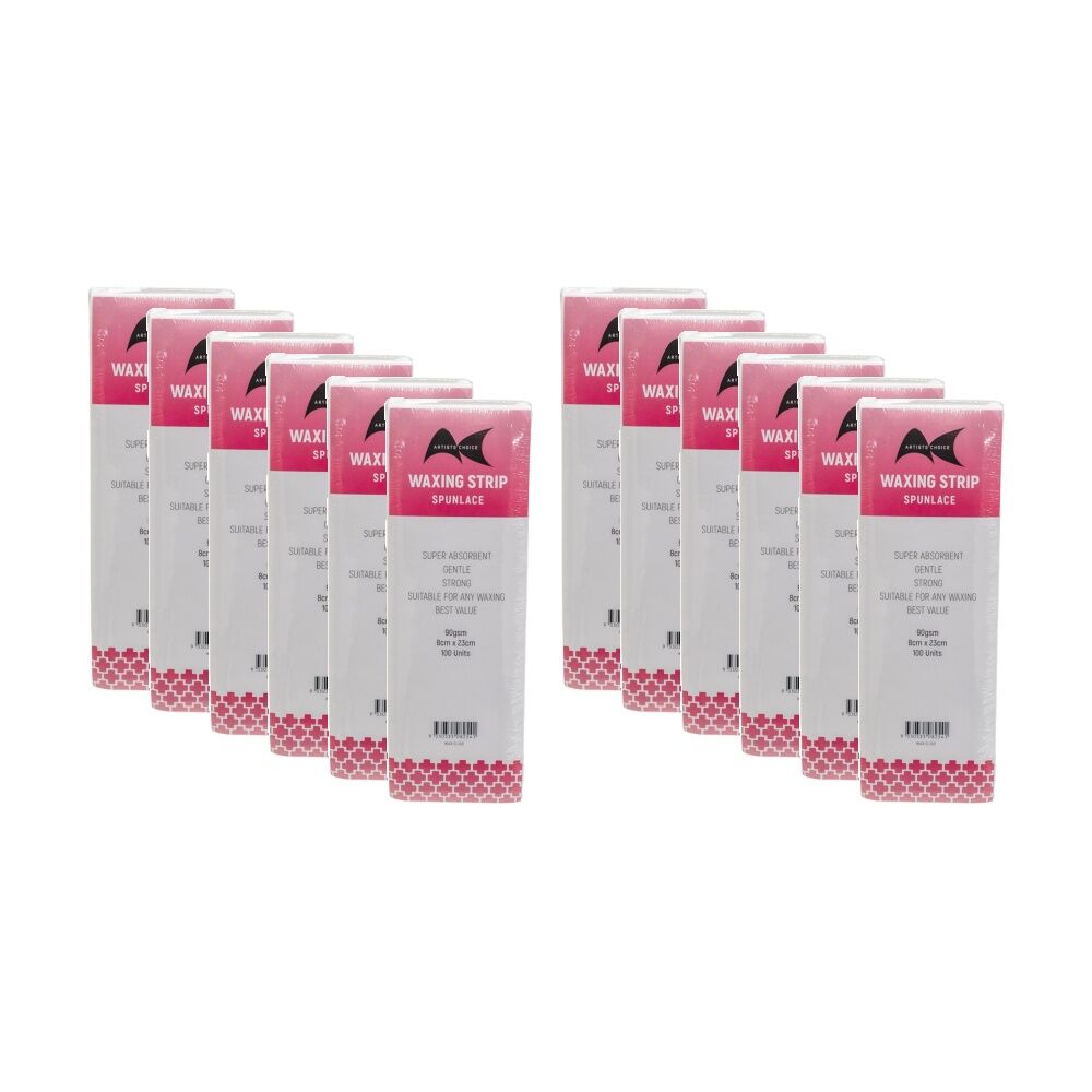 12x 100pc Artists Choice Wax Strips Spunlace Hair Removal 90gsm 8x23cm