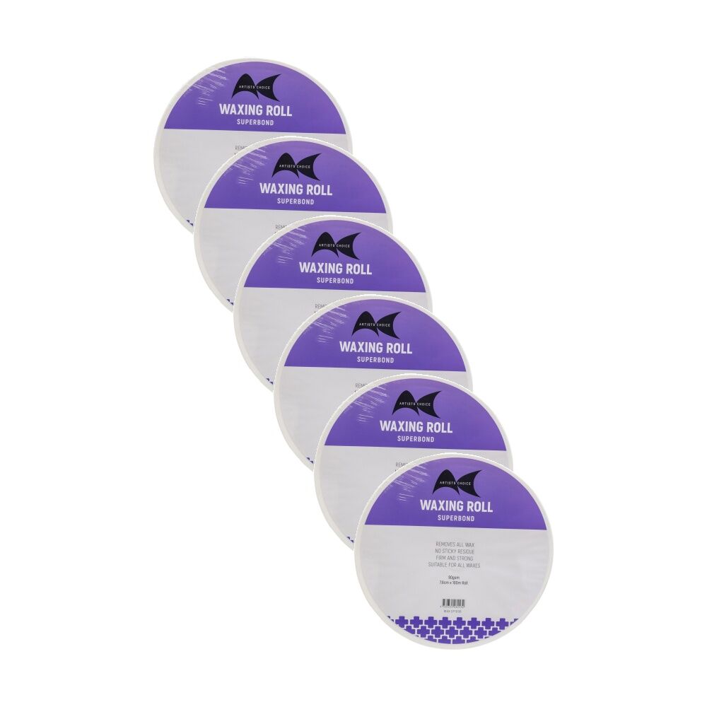 6PK Artists Choice Superbond Wax Roll No Residue Hair 90gsm 7.6cm x 100m