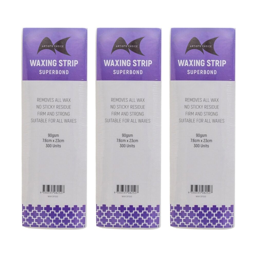 3x 300pc Artists Choice Wax Strips Superbond Hair Removal 90gsm 7.6x23cm