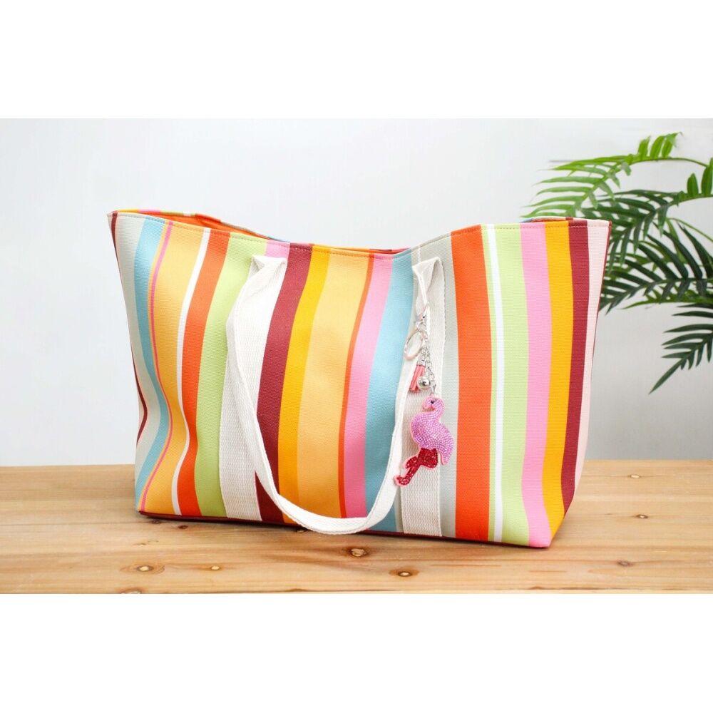 LVD Multicoloured Striped Beach Essentials Tote Bag 55x15x30cm