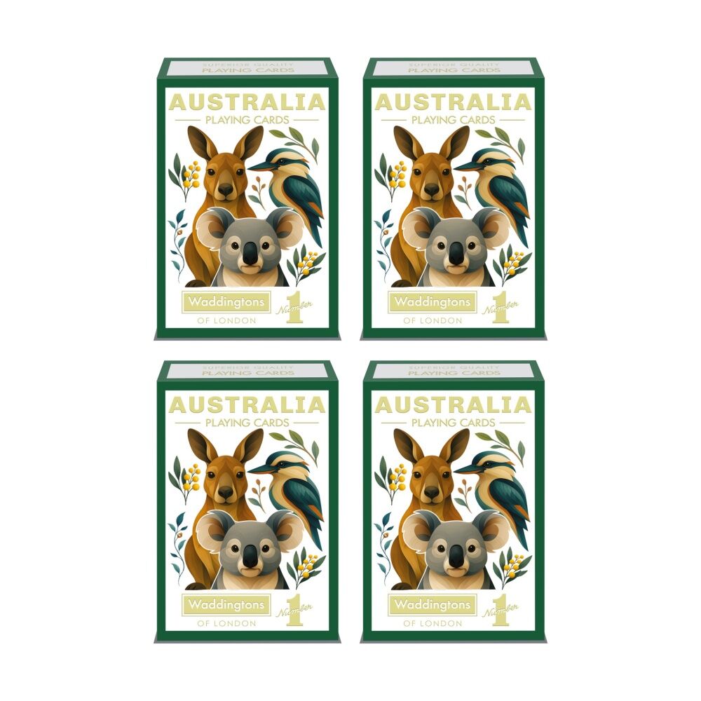 4PK Waddingtons Australian Animals Family Friendly Playing Cards 55