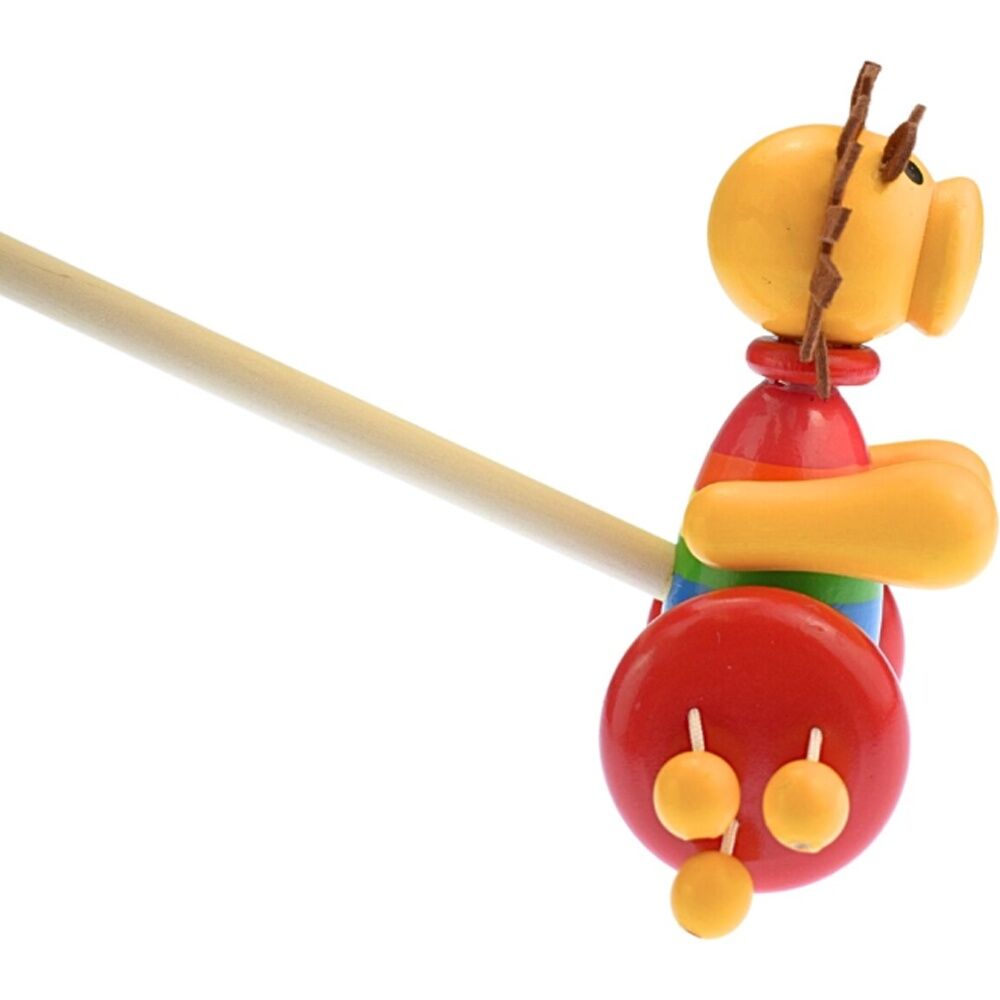 2PK Kaper Kidz Push Along Wooden Lion Spinning Beads Kids/Toddler Toy 18m+