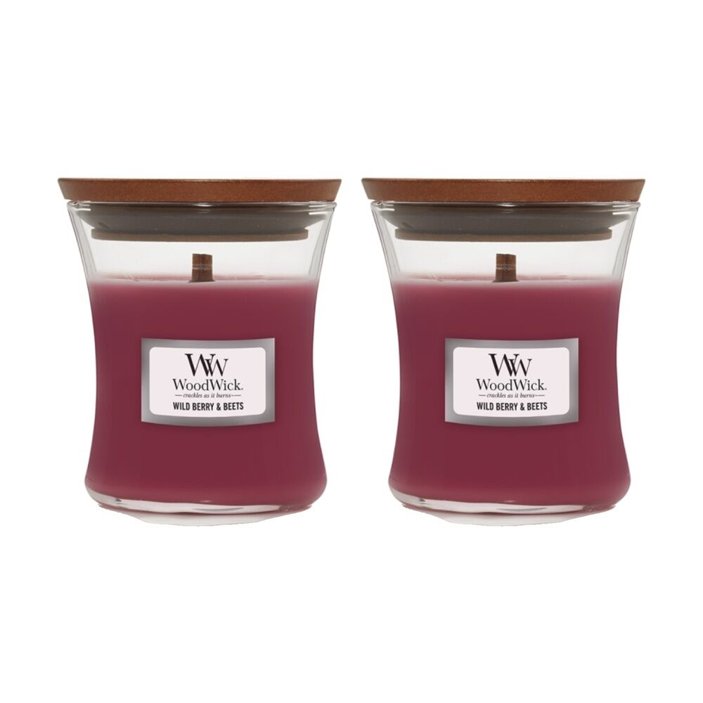 2PK WoodWick Wild Berry/Beets Scented Soy Wax Candle Crackling Wooden Wick Mini