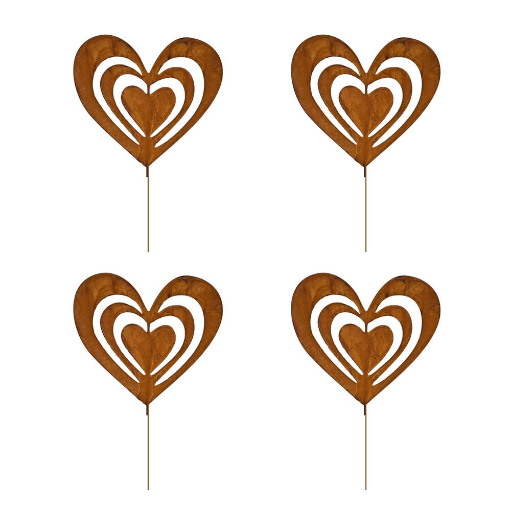 4PK Bronrob Cut Out Love Heart Outdoor Garden Decorative Stake Large 45x20.9cm