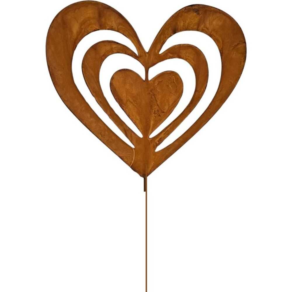 4PK Bronrob Cut Out Love Heart Outdoor Garden Decorative Stake Large 45x20.9cm