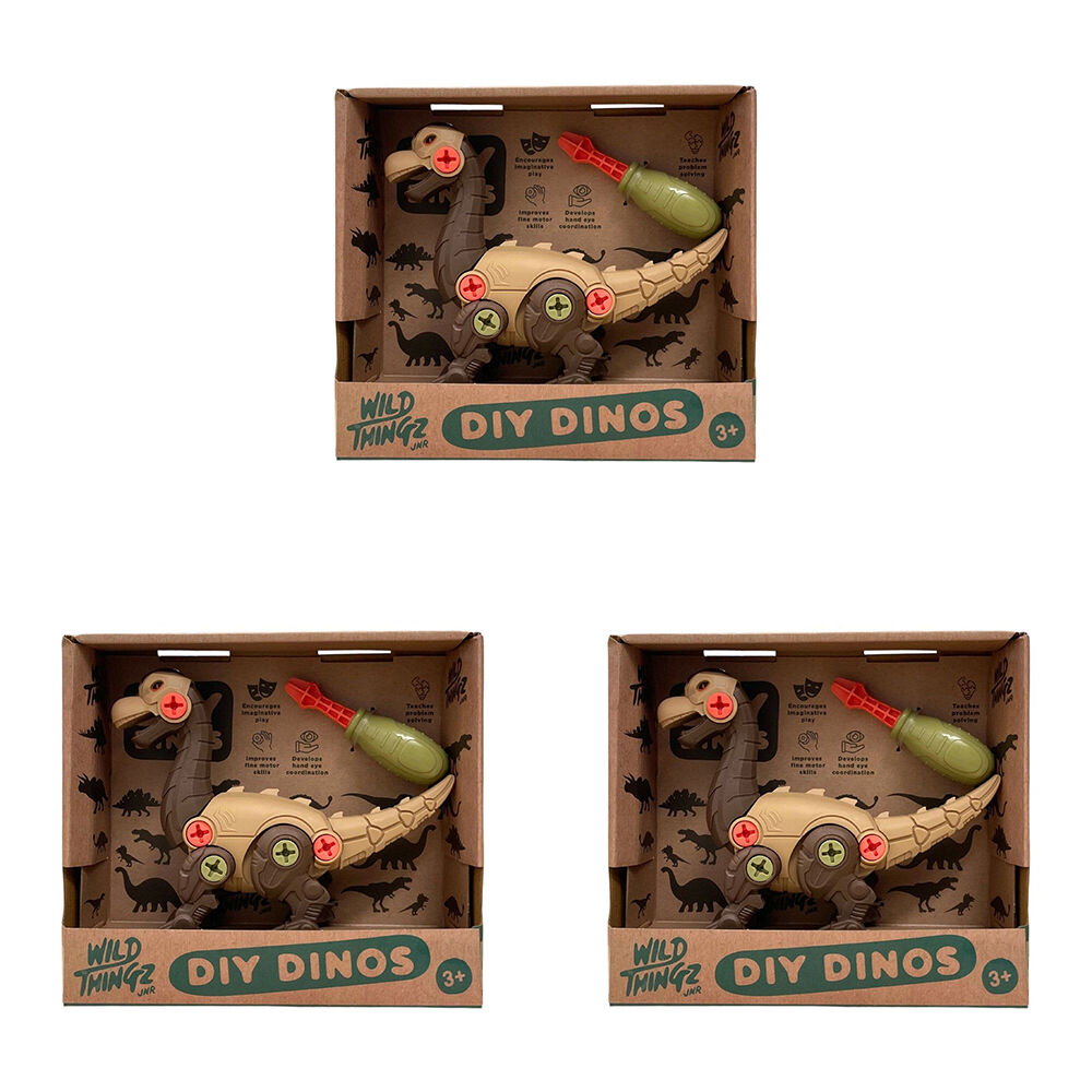 3PK Johnco Wild Thingz DIY Dino Brachiosaurus Childrens Playset 3Y+