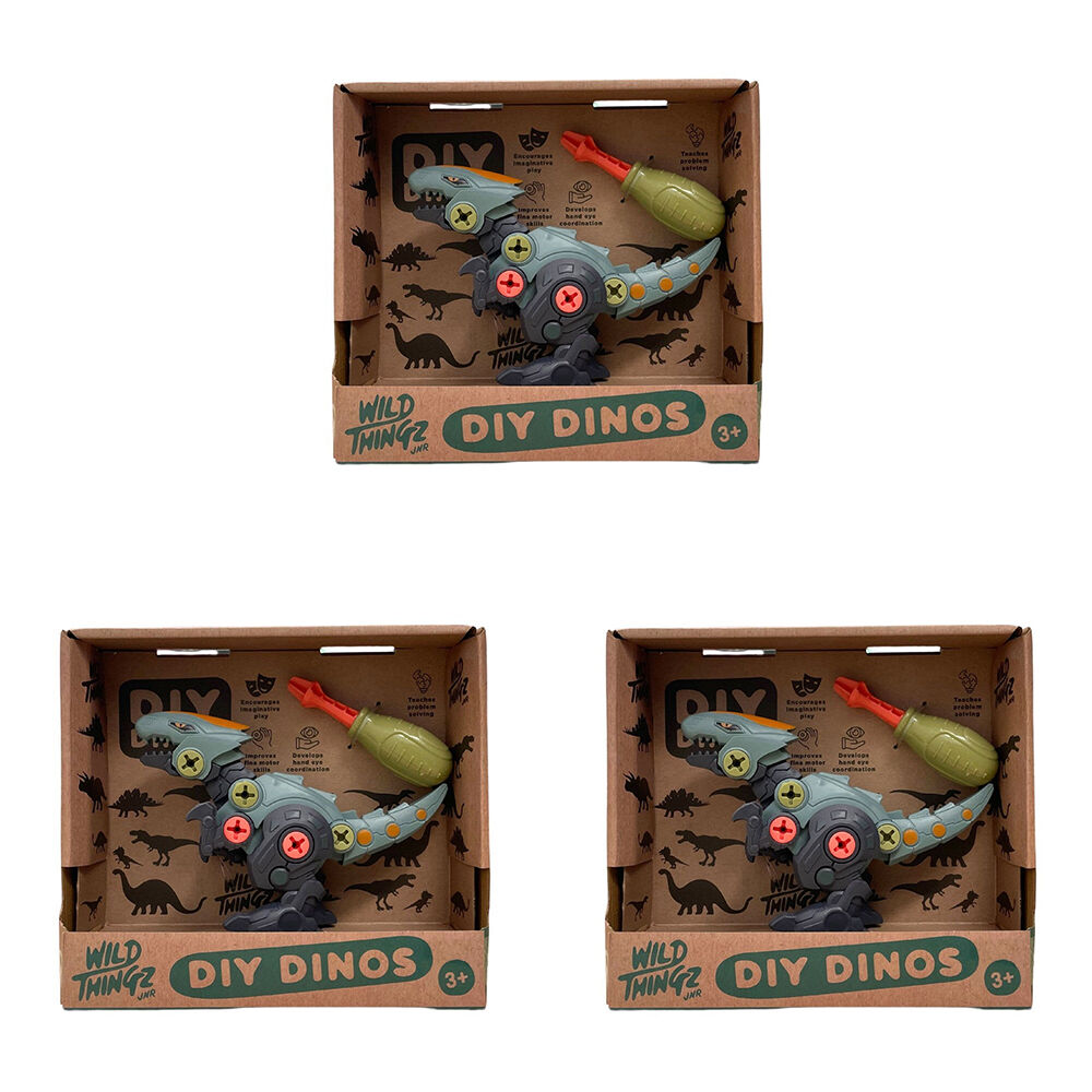 3PK Johnco Wild Thingz DIY Dino Velociraptor Childrens Playset 3Y+