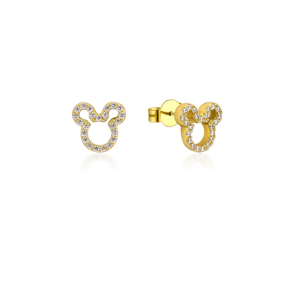 Couture Kingdom Disney Mickey Mouse Outline Stud Earrings 10mm Gold