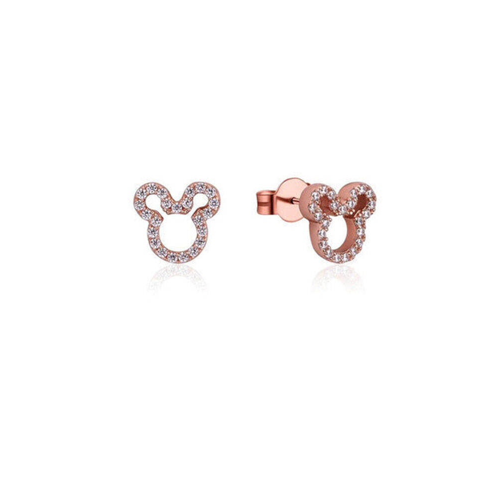 Couture Kingdom Disney Mickey Mouse Outline Stud Earrings 10mm Rose Gold
