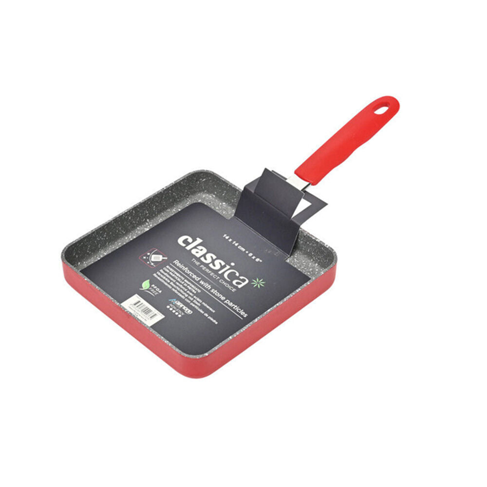 Classica Mini Grill Square Pan Non-Stick Frypan 14cm Red