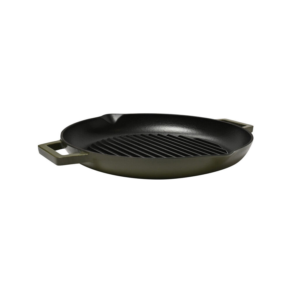 Classica Cast Iron Grill Pan Kitchen Cooking 31cm Olive Green