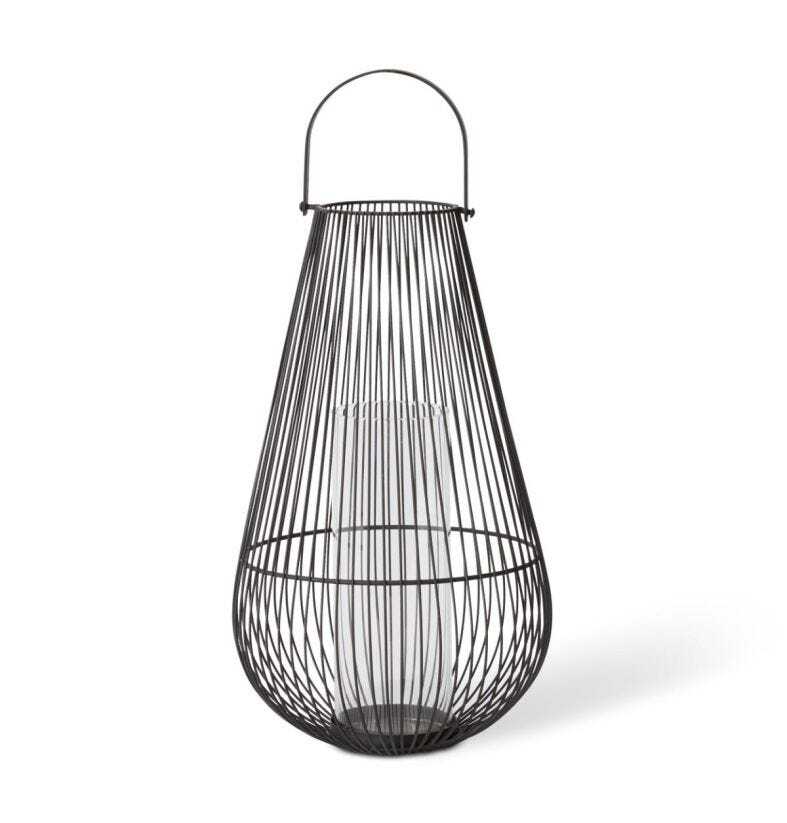 E Style Jimena 45cm Metal/Glass Lantern Candle Holder - Black