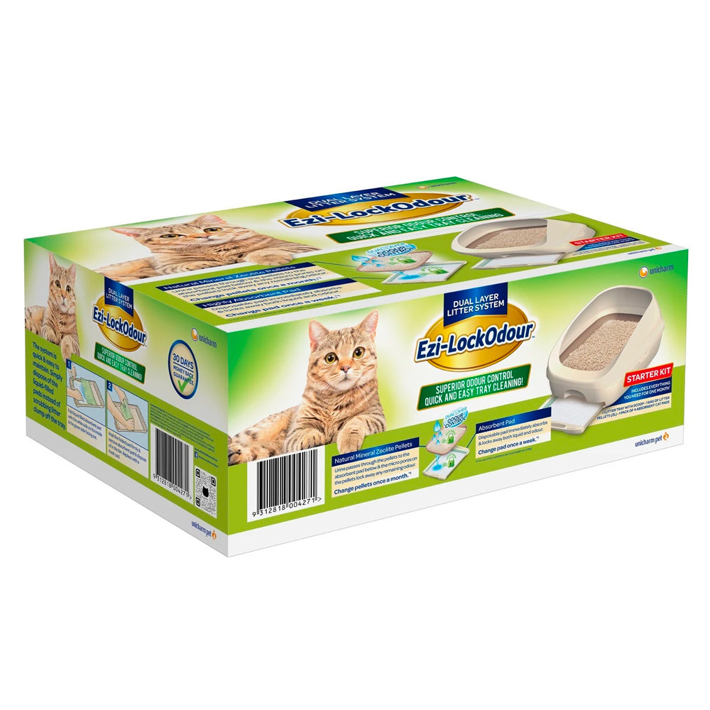 Unicharm Ezi-Lockodour Dual Layer Cat Litter System Starter Kit