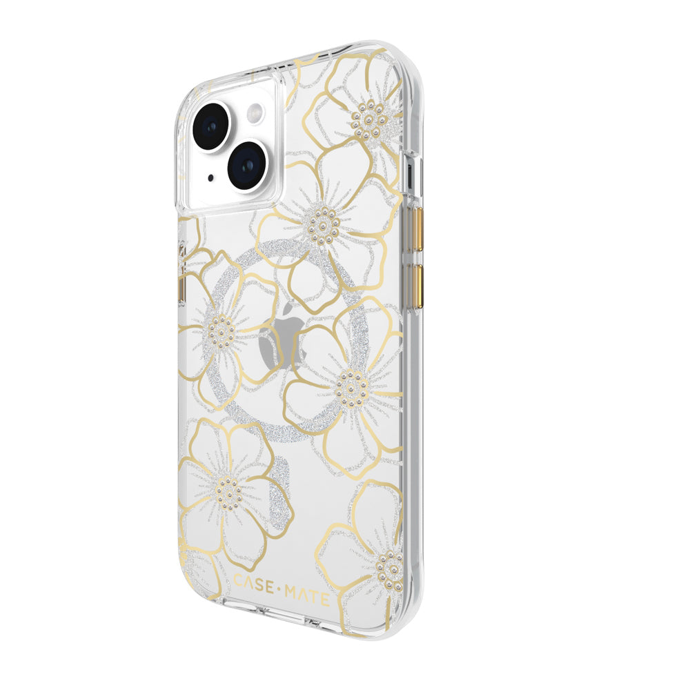 Case-Mate Floral Gems MagSafe Case For Apple iPhone 15 - Gold