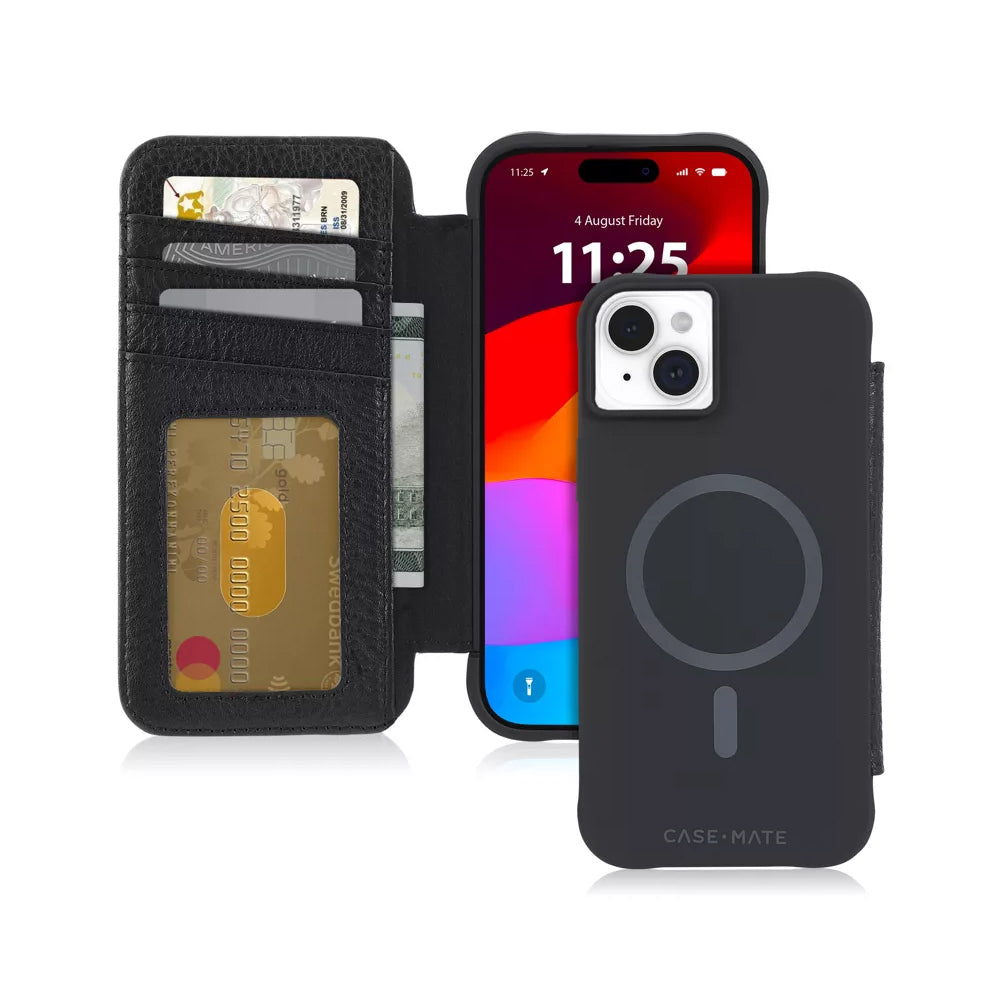 Case-Mate Wallet Folio Case MagSafe For Apple iPhone 15 Plus - Black