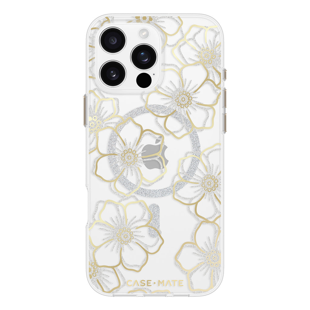 Case-Mate Floral Gems MagSafe Case For Apple iPhone 16 Pro Max Clear/Gold