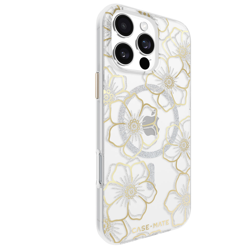 Case-Mate Floral Gems MagSafe Case For Apple iPhone 16 Pro Max Clear/Gold