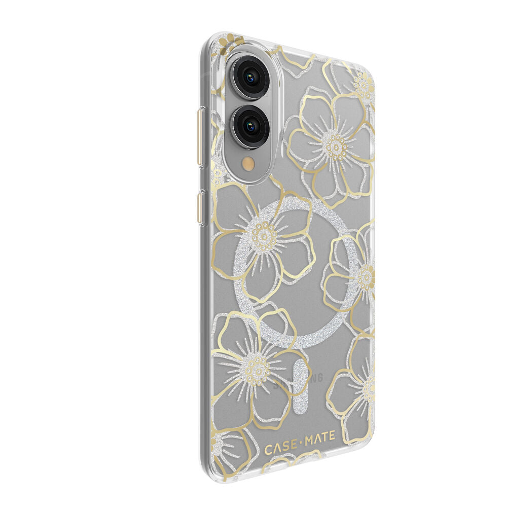Case-Mate Floral Gems Phone Case W/Magnet for Samsung Galaxy S25 Edge Gold