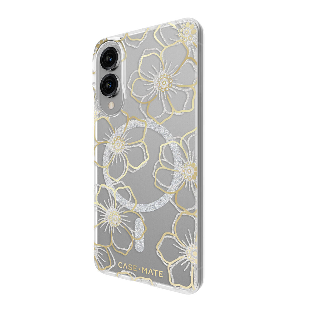 Case-Mate Floral Gems Phone Case W/Magnet for Samsung Galaxy S25 Edge Gold
