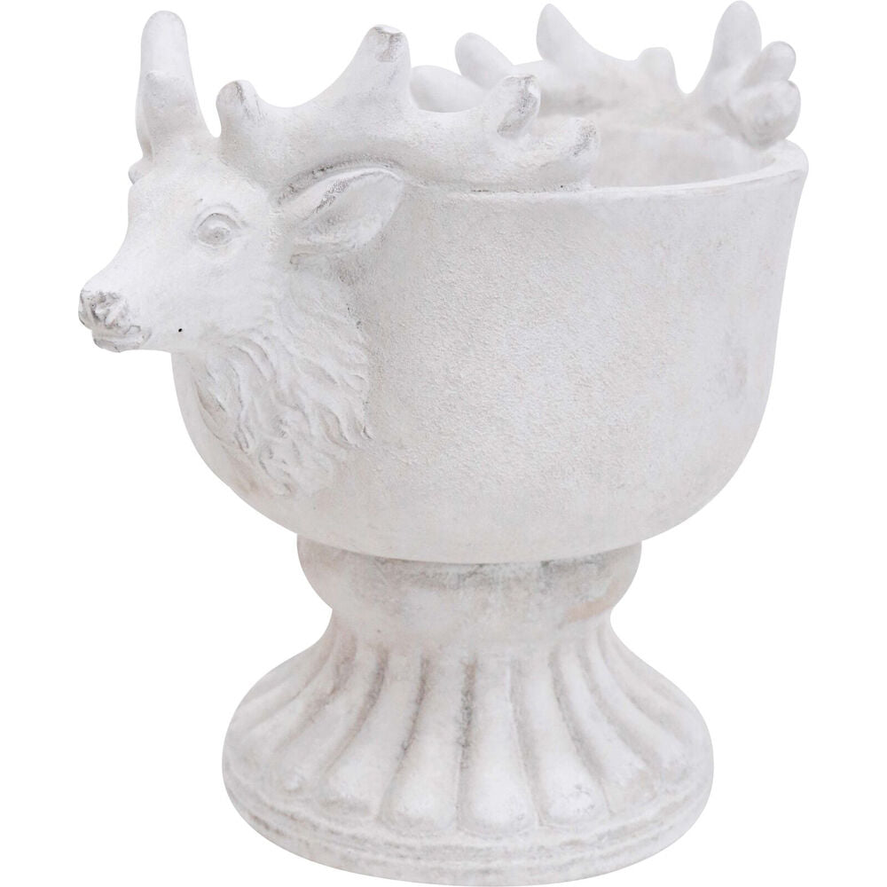 LVD Concrete Deer Head Urn Home/Garden Decor 29cm White