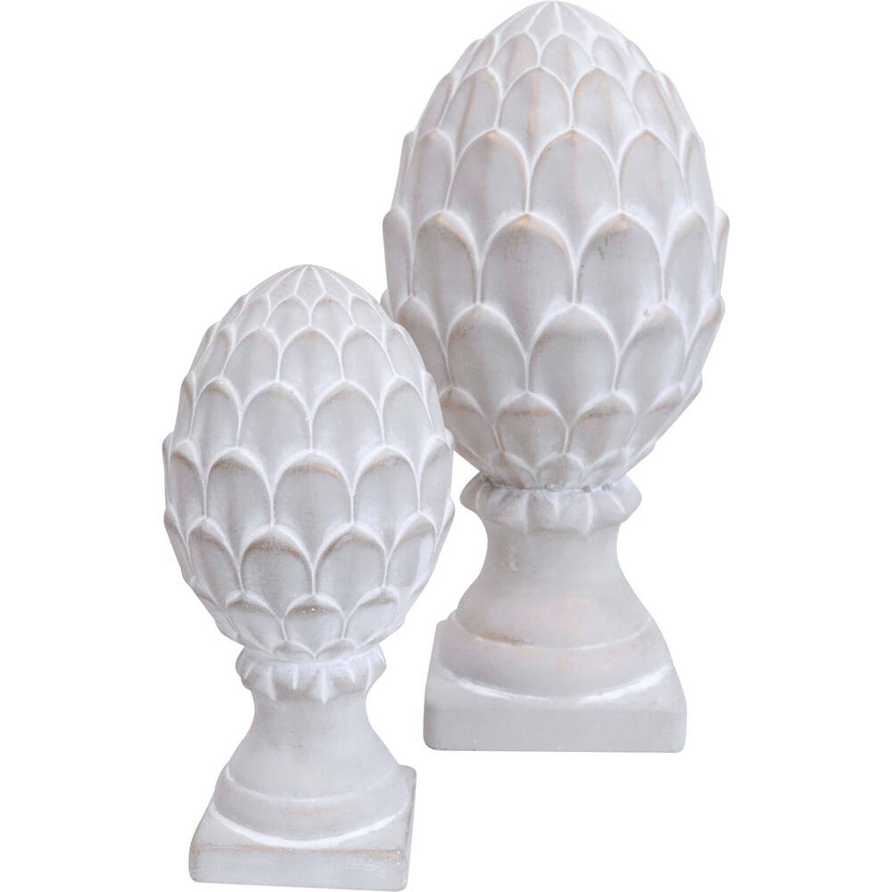LVD Concrete Acorn Sculpture Large Home Decor 14.5x30cm - White